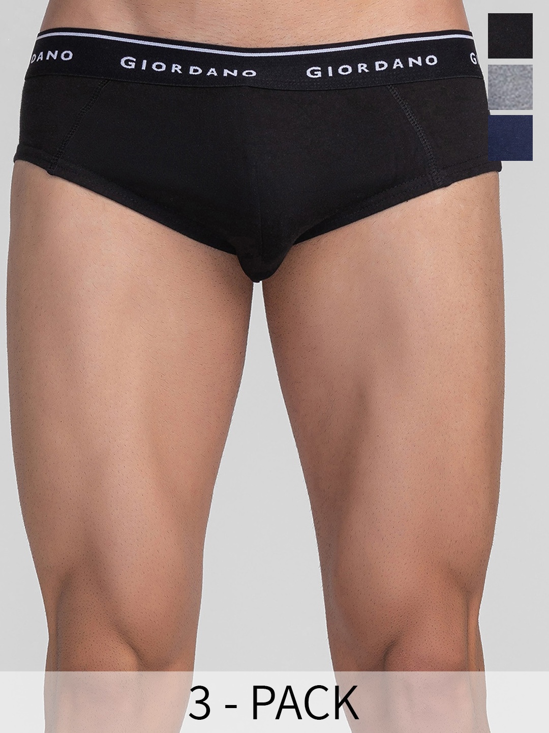 

GIORDANO Pack Of 3 Cotton Basic Briefs GMBR2004PO3, Black