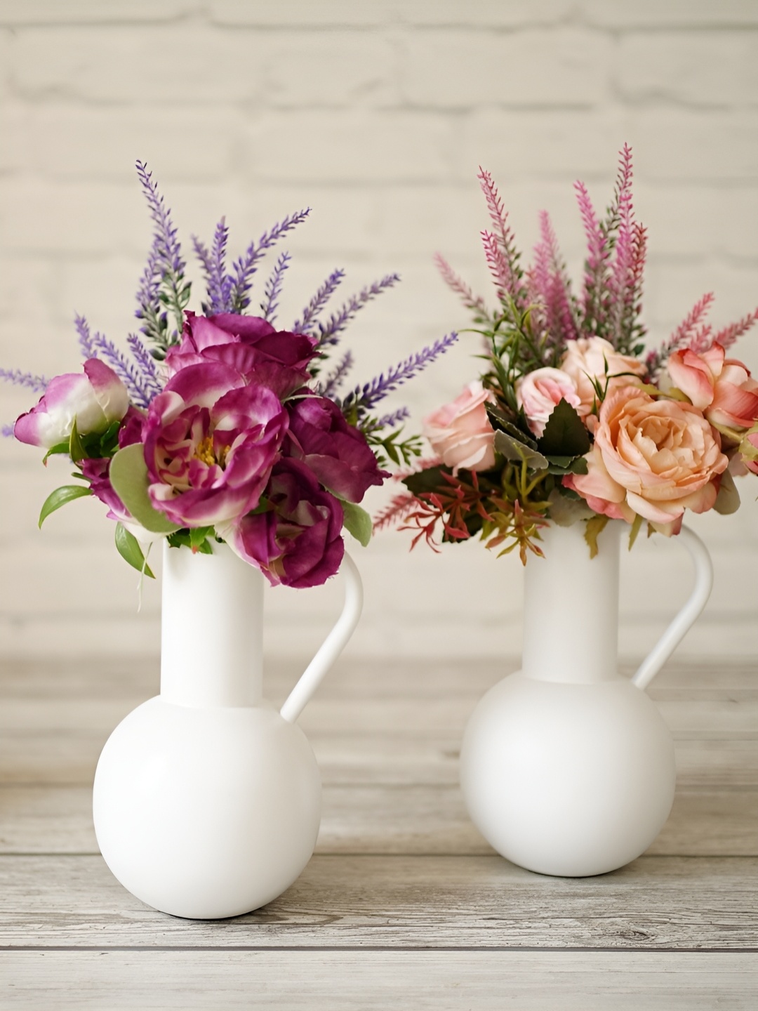 

BEHOMA White 2 Pieces Jug Shape Metal Vases