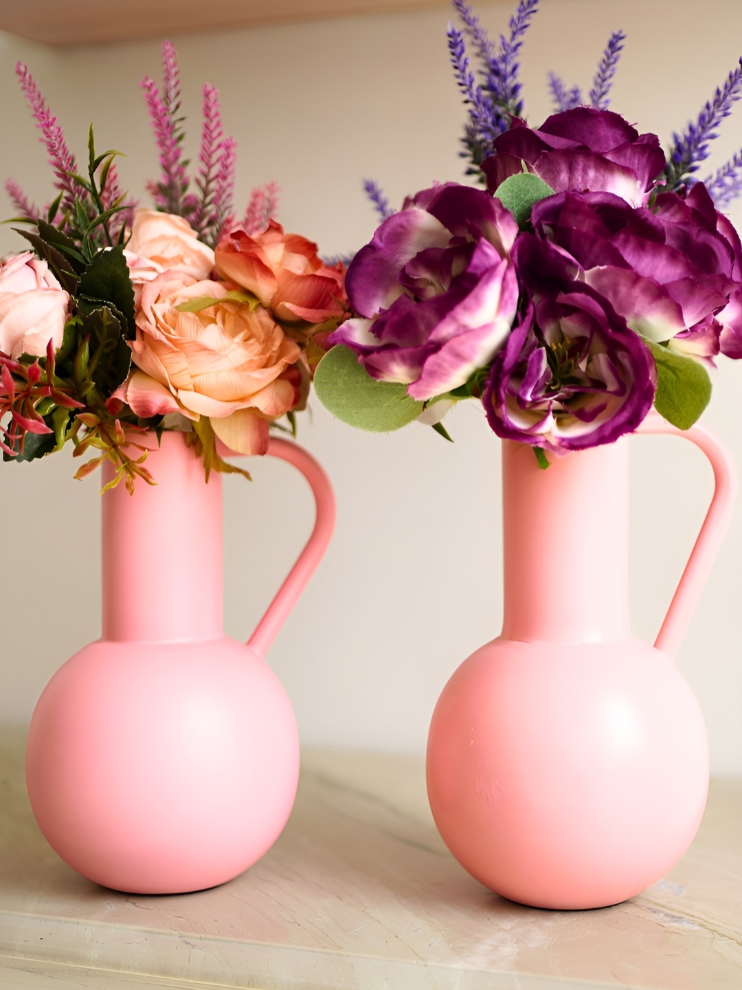 

BEHOMA Pink 2 Pcs Jug Shape Metal Vases