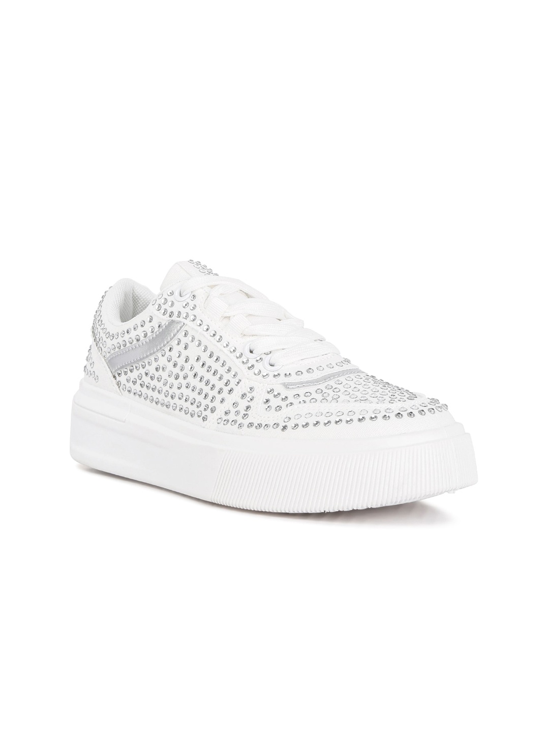 

London Rag Women Embellished Lace-Ups Sneakers, White