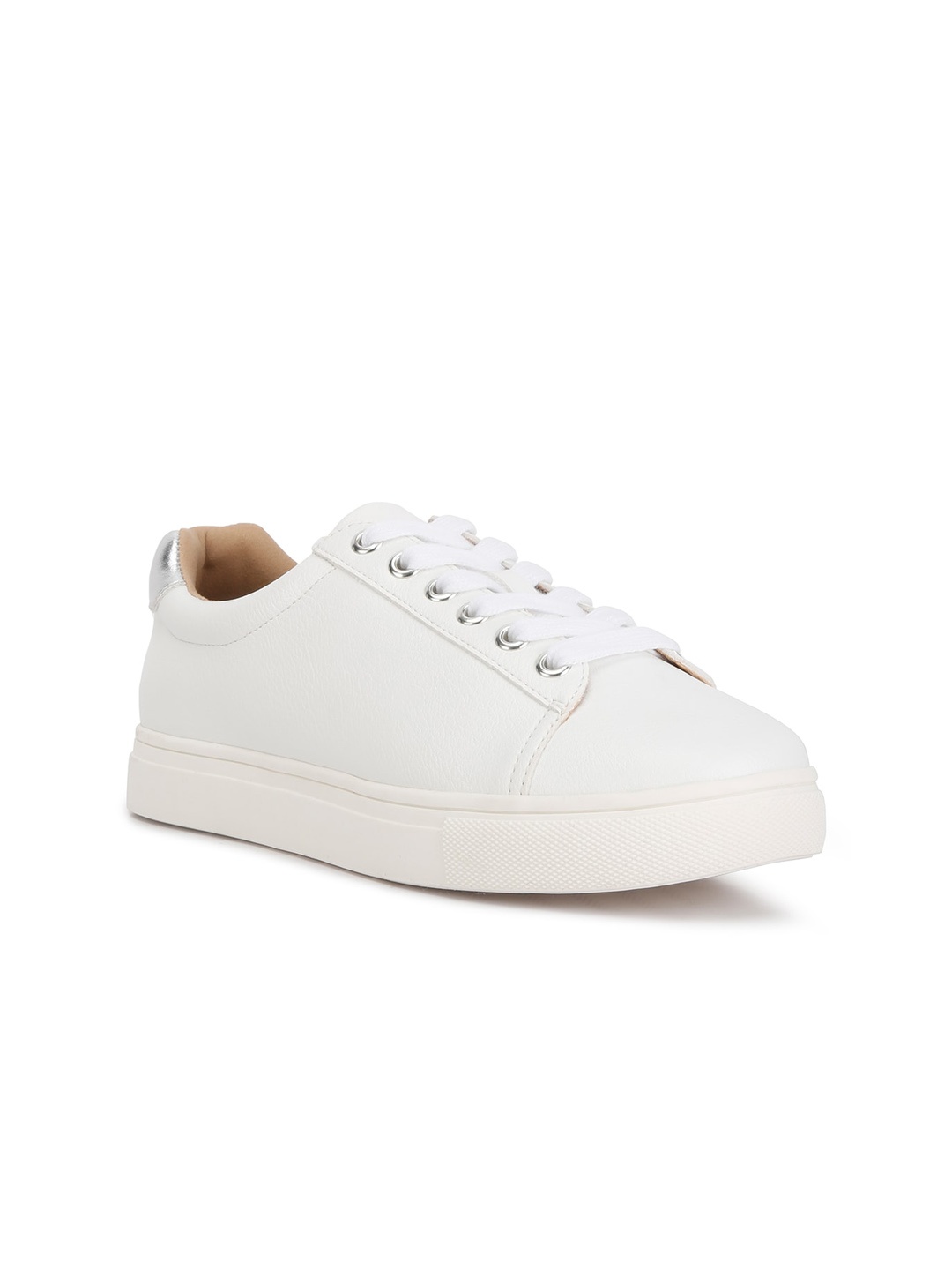 

London Rag Women PU Back Panel Lace-Ups Sneakers, White