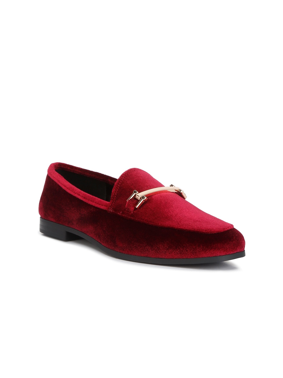 

London Rag Women Velvet Horsebit Loafers, Burgundy