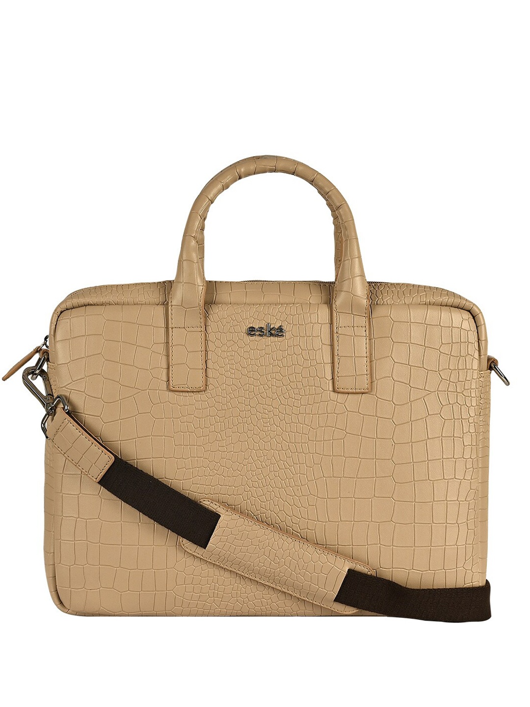 

Eske Martin Vegan Leather Animal Print 15inch Laptop Messenger Briefcase, Beige