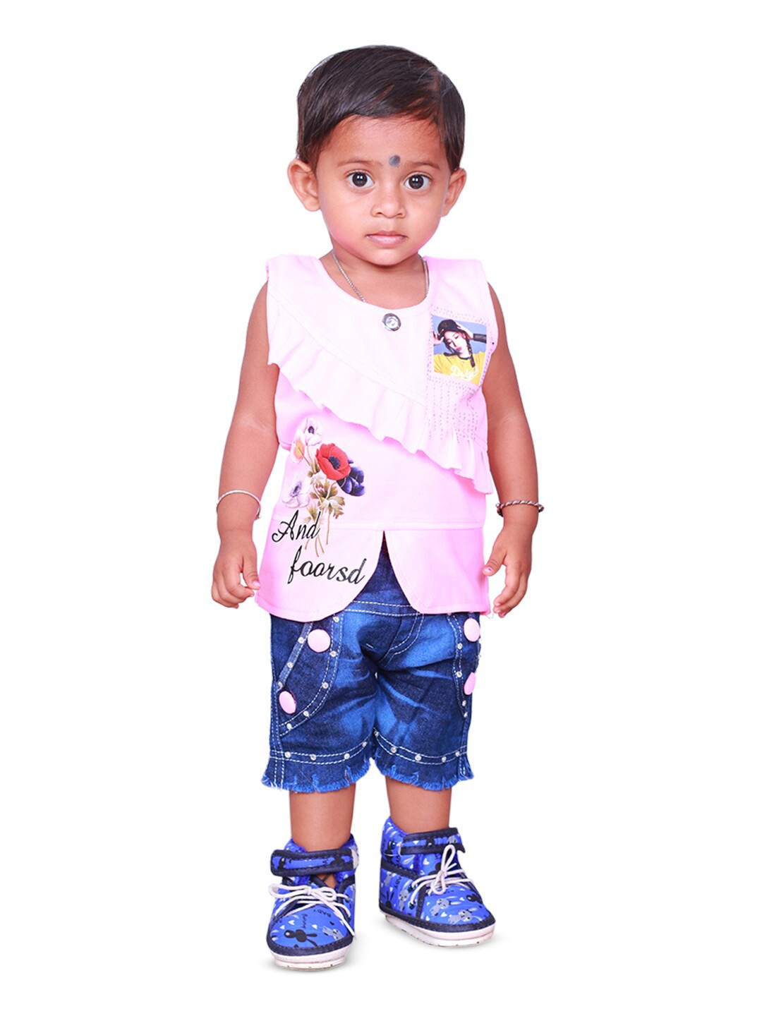 

BAESD Girls Printed Top With Shorts, Pink