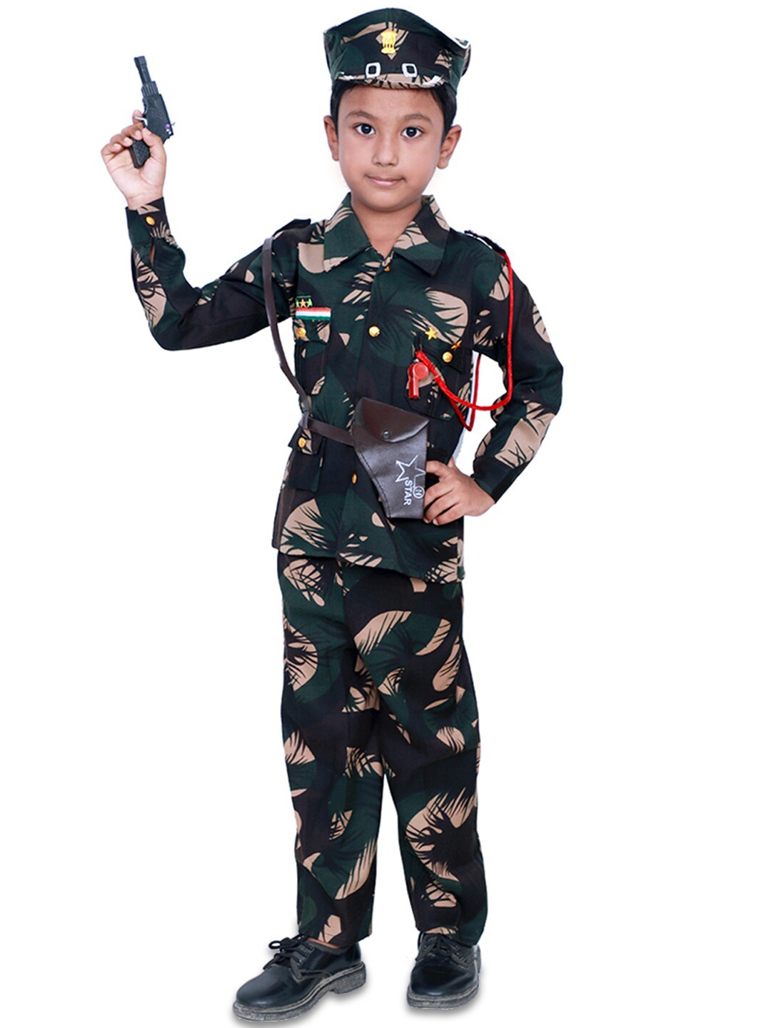 

BAESD Kids Camouflage Printed Shirt Collar Shirt with Trousers, Green