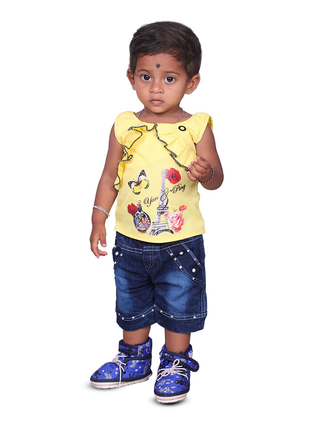 

BAESD Kids Printed Top With Shorts, Yellow