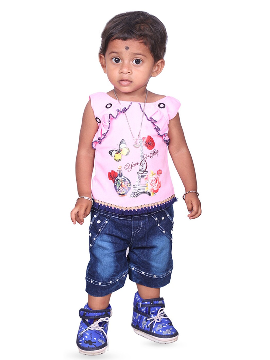 

BAESD Kids Printed Top With Shorts, Pink
