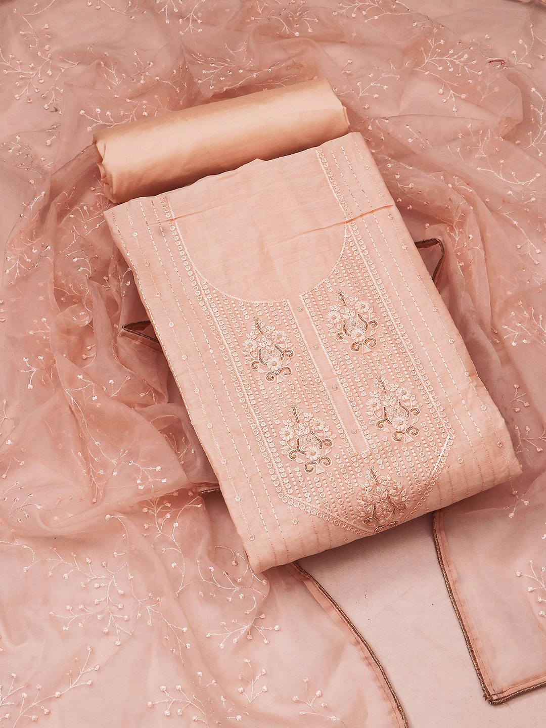 

STAVA CREATION Embroidered Unstitched Dress Material, Pink
