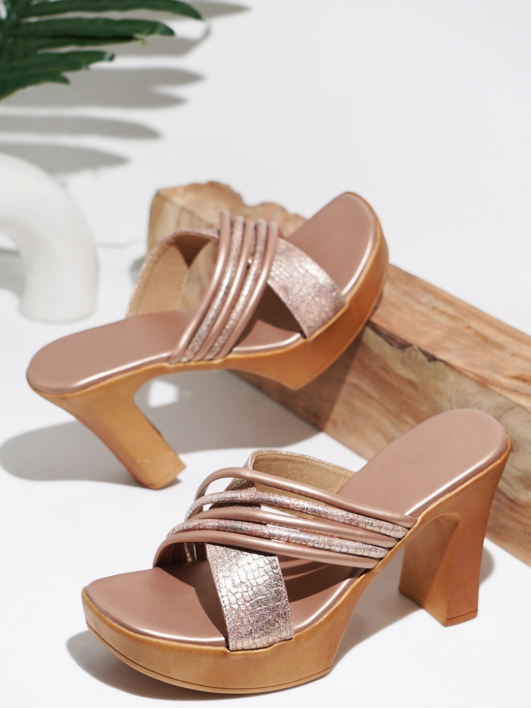 

Try Me Open Toe Block Heels, Peach