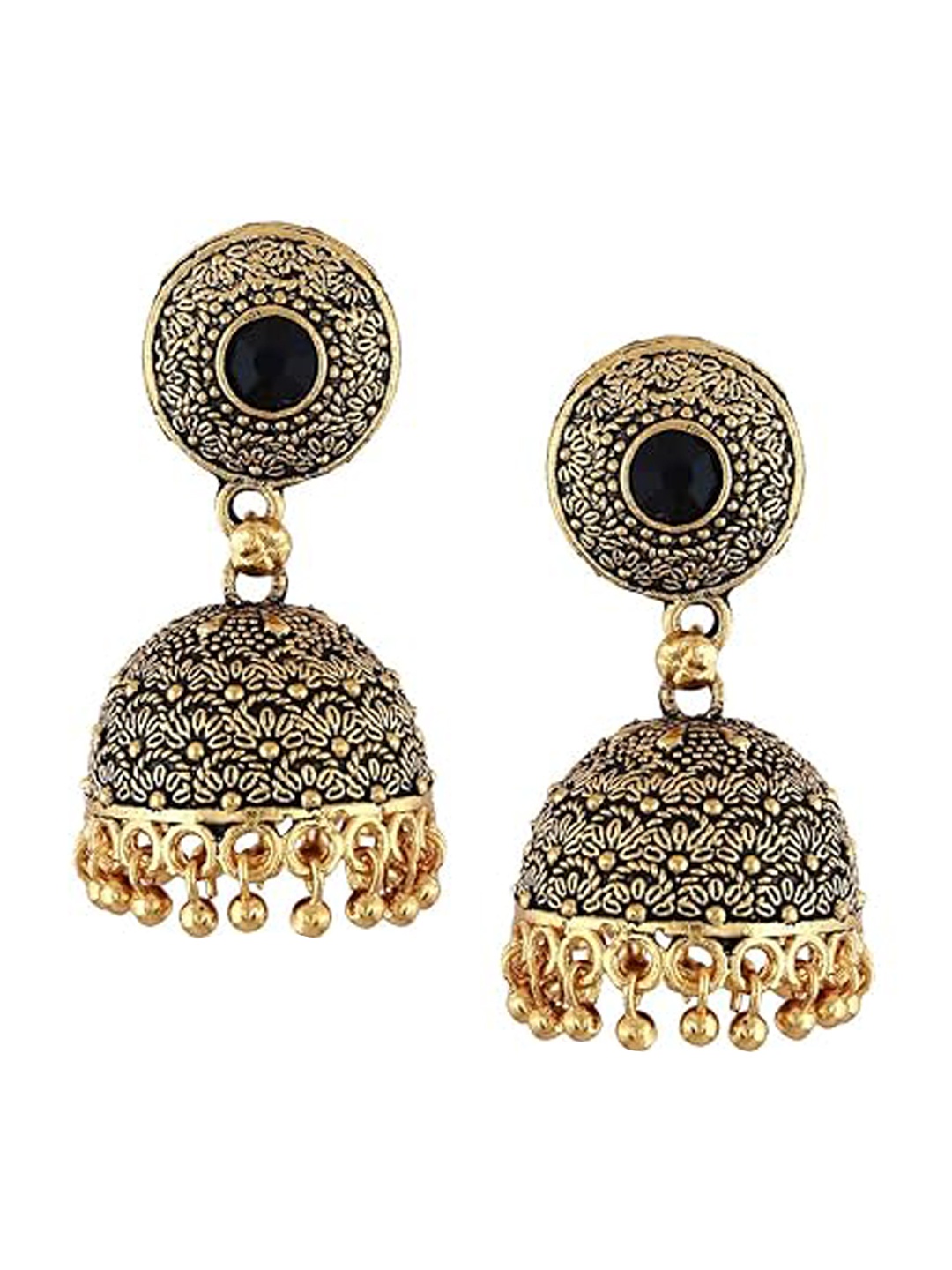 

Vighnaharta Gold-Plated Beaded Jhumkas