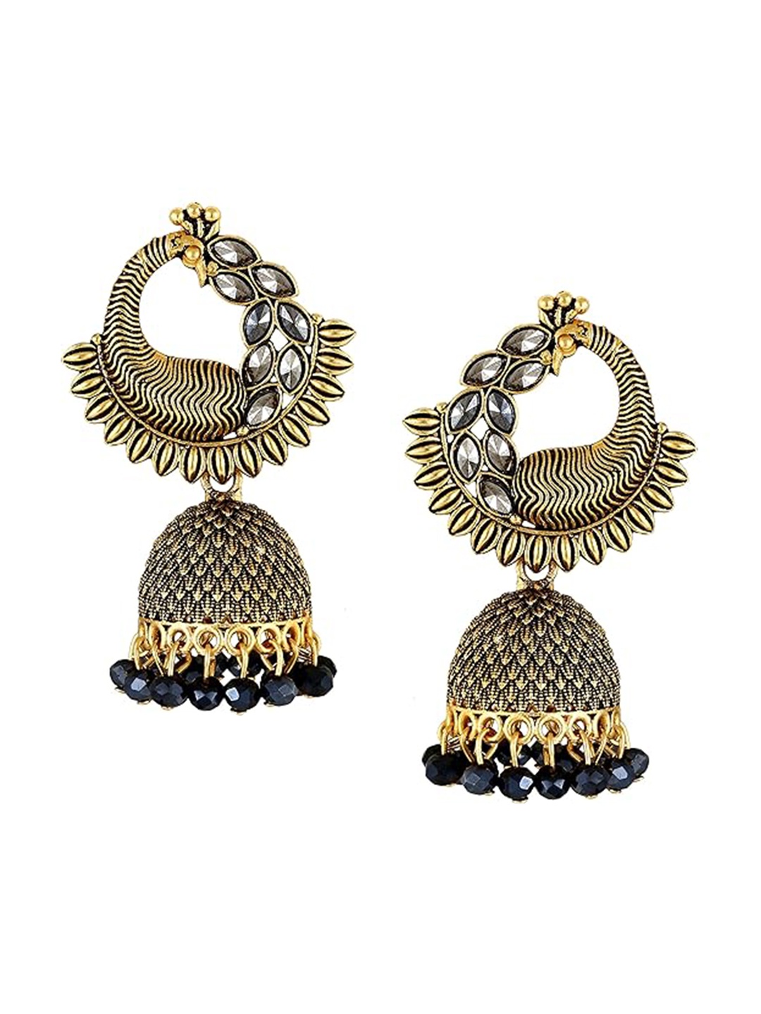 

Vighnaharta Rhodium Plated Antique Jhumkas, Silver