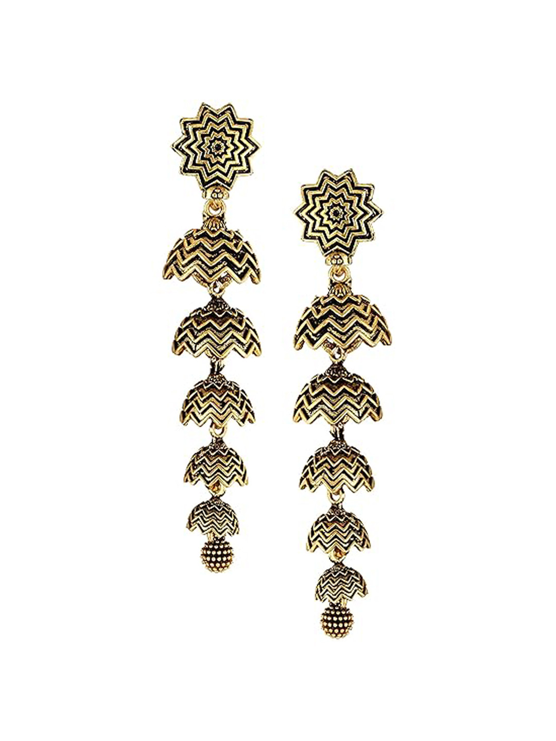 

Vighnaharta Rhodium-Plated Contemporary Oxidised Drop Earrings, Silver