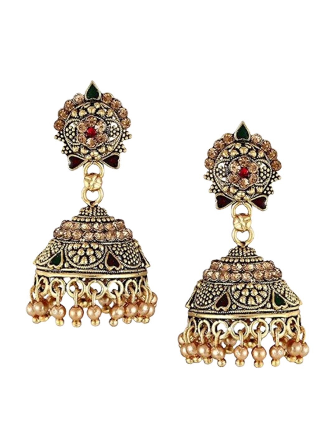 

Vighnaharta Gold-Plated Dome Shaped Jhumkas Earrings