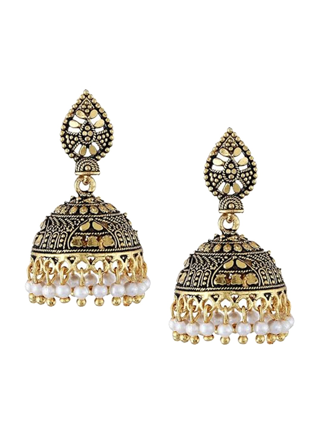 

Vighnaharta Gold Plated Antique Jhumkas