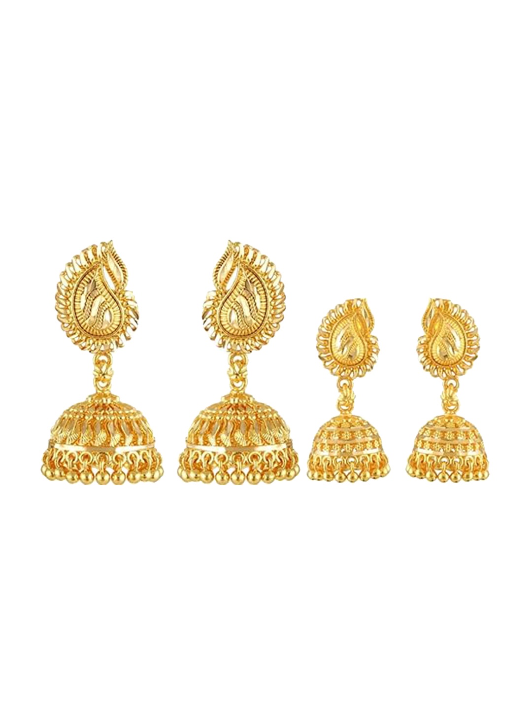 

Vighnaharta Set Of 2 Gold Plated Jhumkas