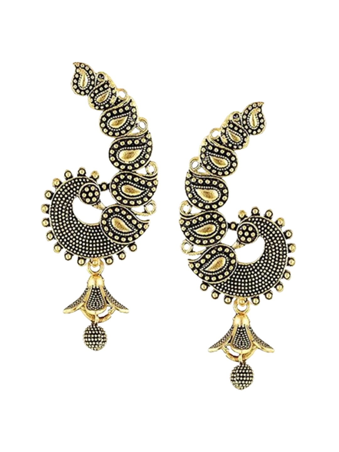 

Vighnaharta Gold-Plated Peacock Shaped Drop Earrings