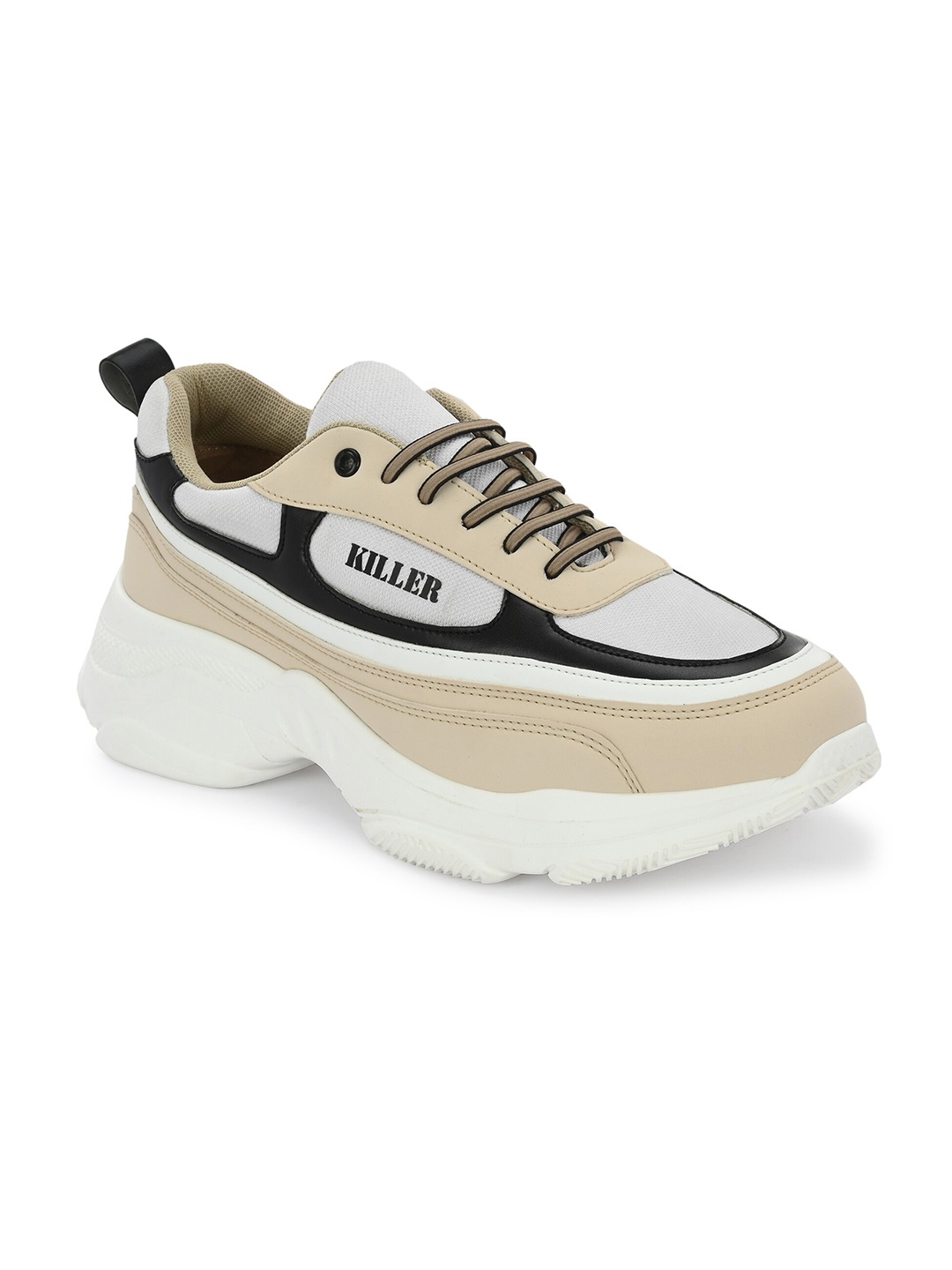 

Killer Men Colourblocked Round Toe Sneakers, Beige