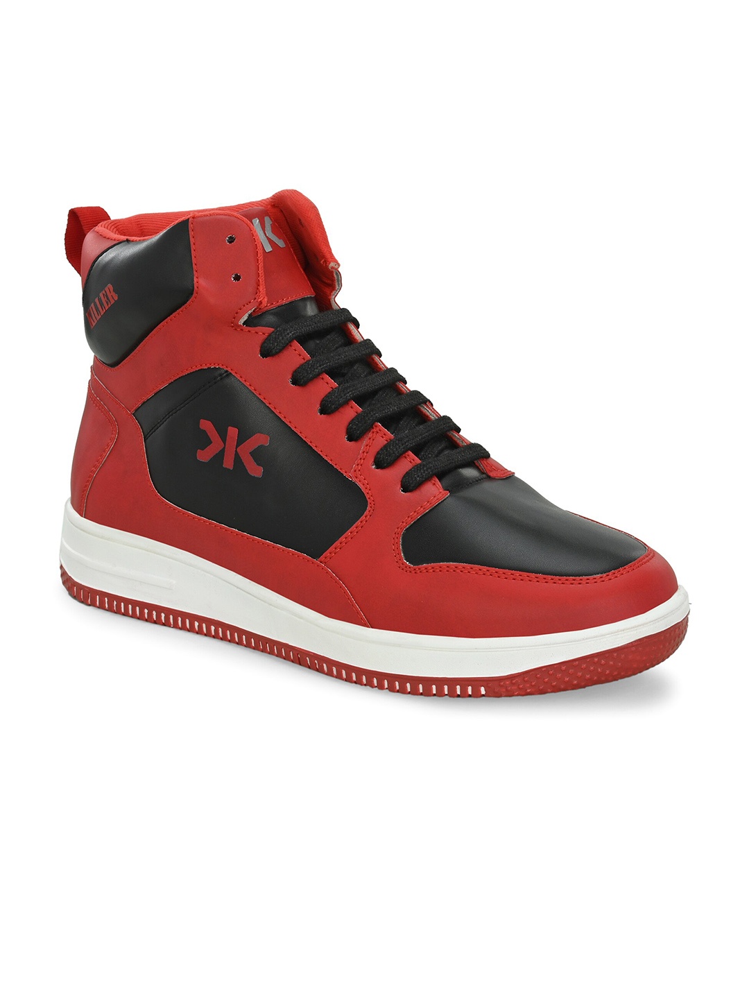 

Killer Men Colourblocked Round Toe Mid-Top Sneakers, Red