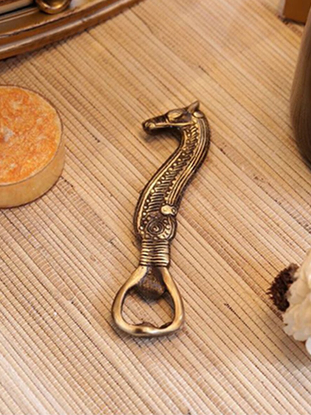 

Two Moustaches Brown Brass Sea Horse Bottle Opener