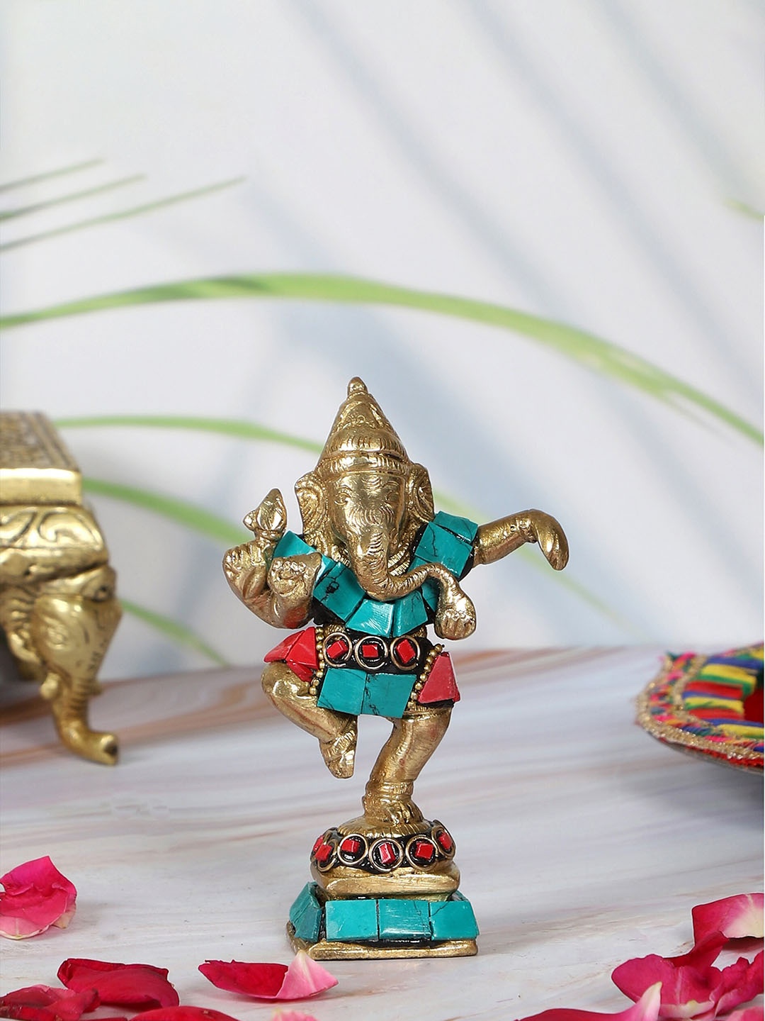 

Two Moustaches Blue & Red Metal Dancing Ganesha