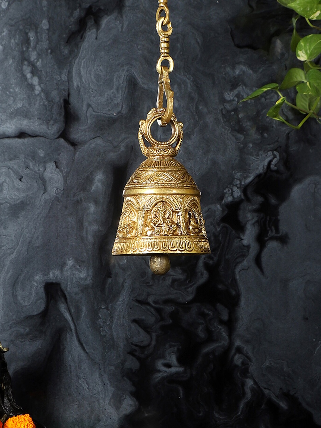 

Two Moustaches Brown Ganesha Design Brass Hanging Bell