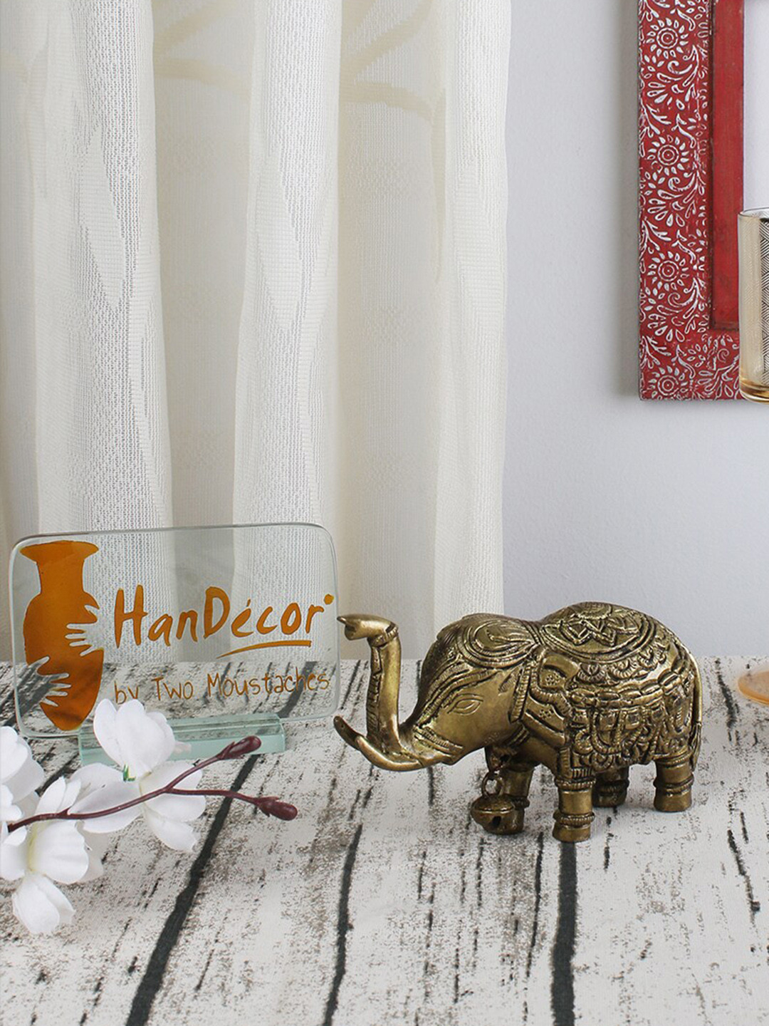 

Two Moustaches Yellow Brass Elephant Showpiece