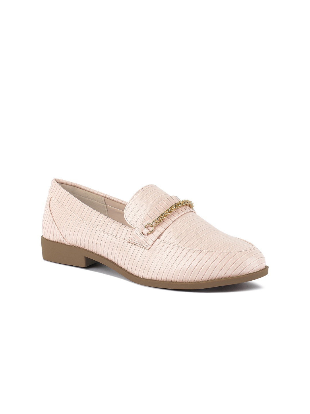 

London Rag Women Textured Horsebit Loafers, Nude