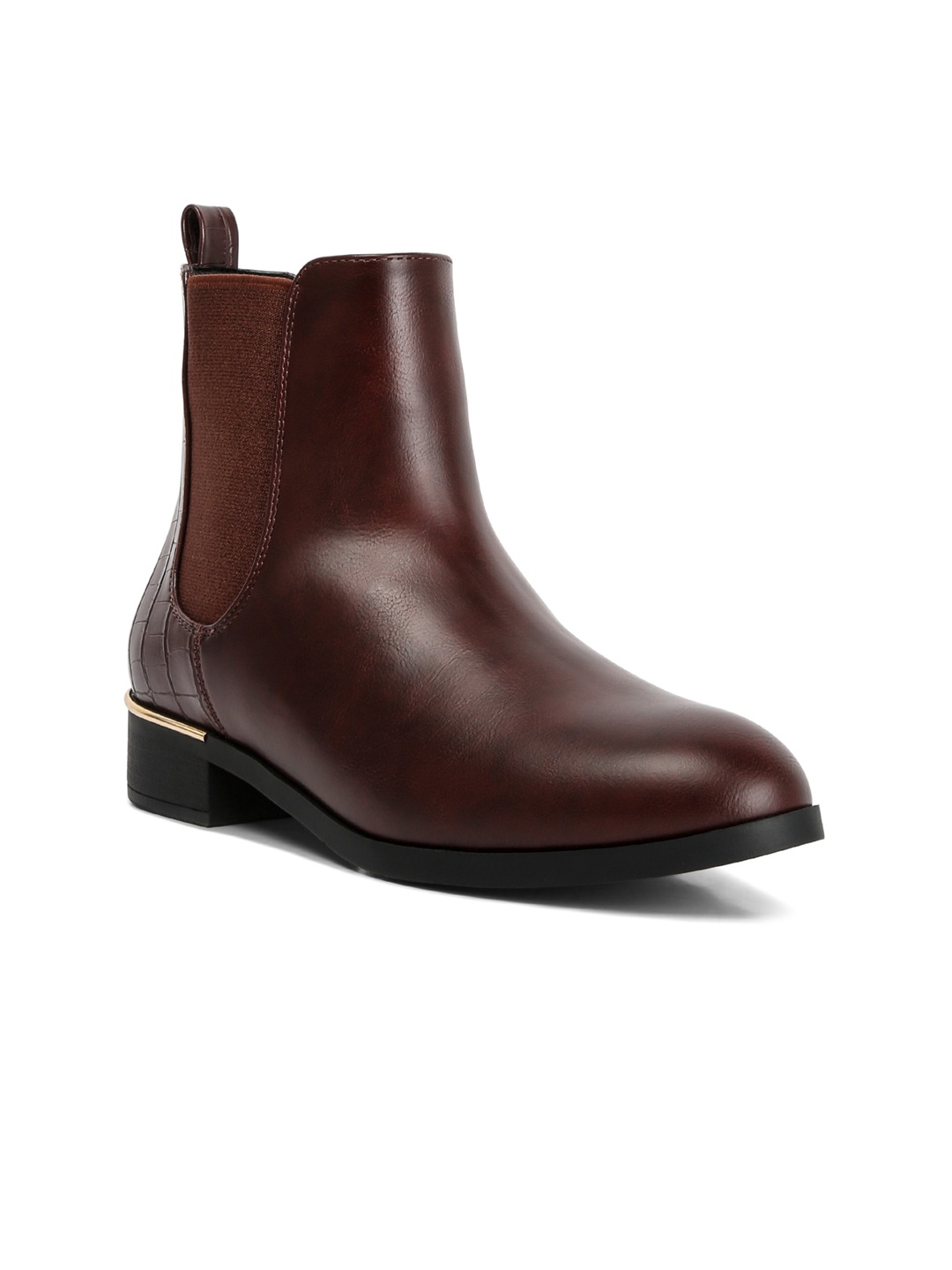 

London Rag Women Round Toe Block Heeled Chelsea Boots, Brown