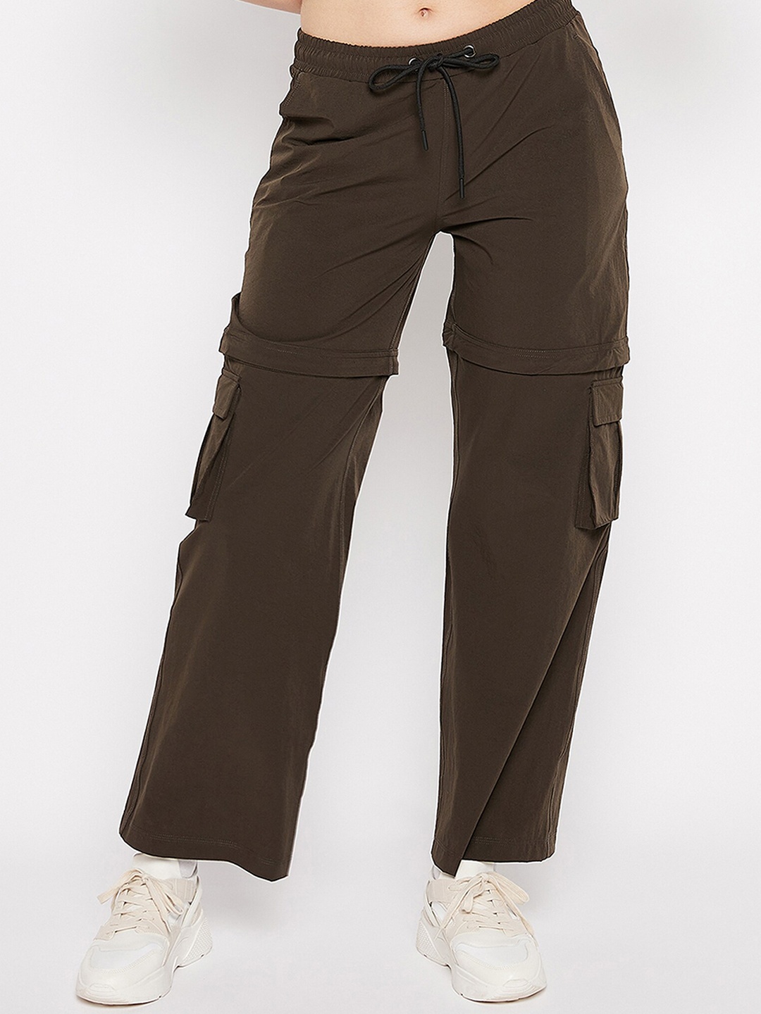 

EDRIO Women Cotton Mid-Rise Relaxed-Fit Track Pants, Olive