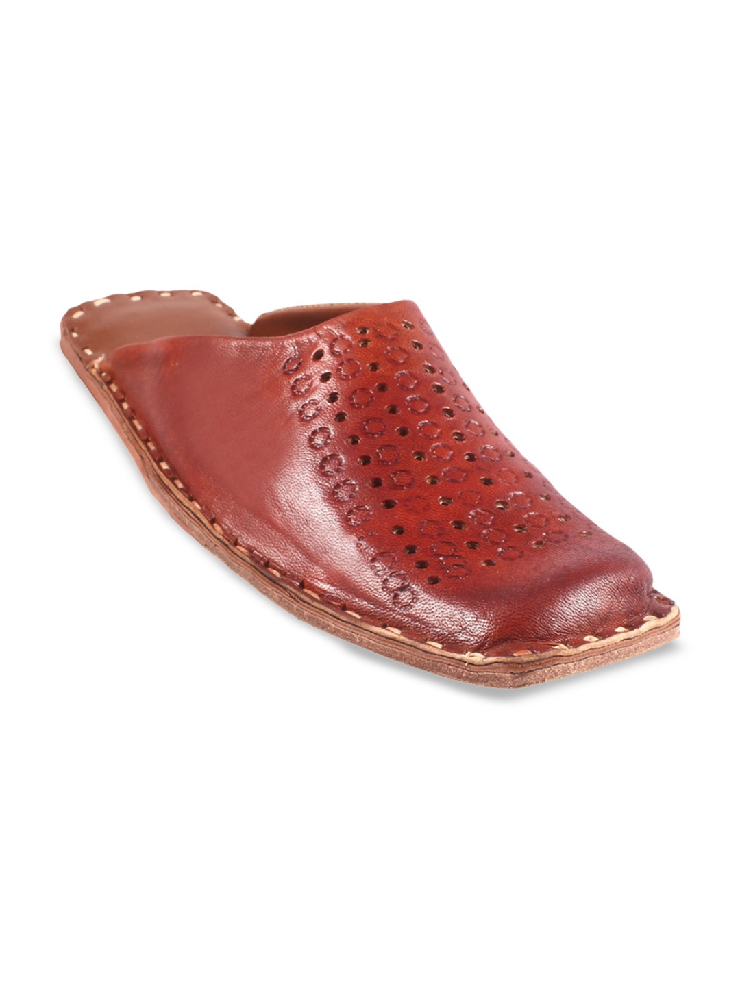 

Apratim Laser Cut Leather Comfort Sandals, Brown