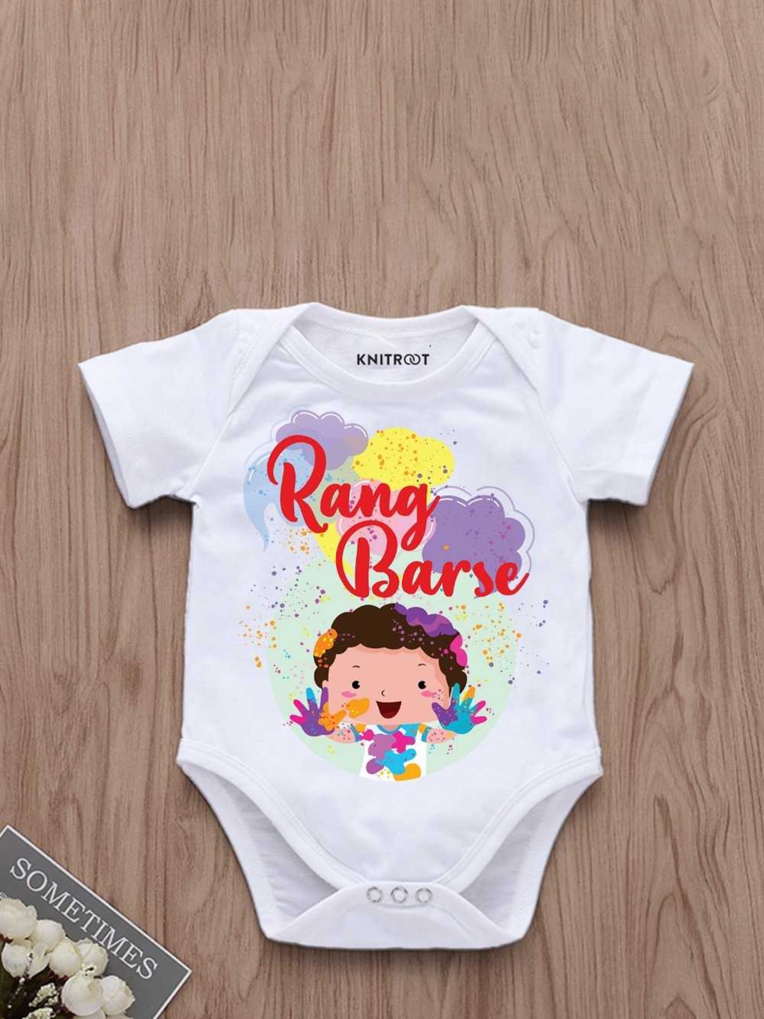 

KNITROOT Infants Printed Bodysuit, White