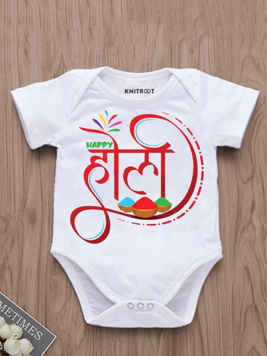

KNITROOT Infants Printed Bodysuit, White