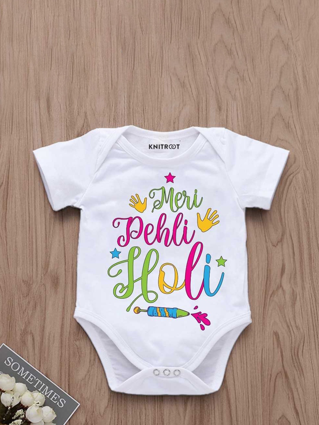 

KNITROOT Infants Printed Bodysuit, White