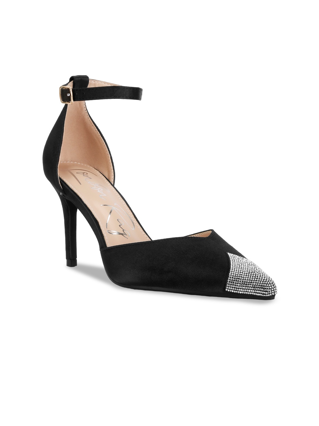 

London Rag Embellished Slim Heeled Pumps, Black