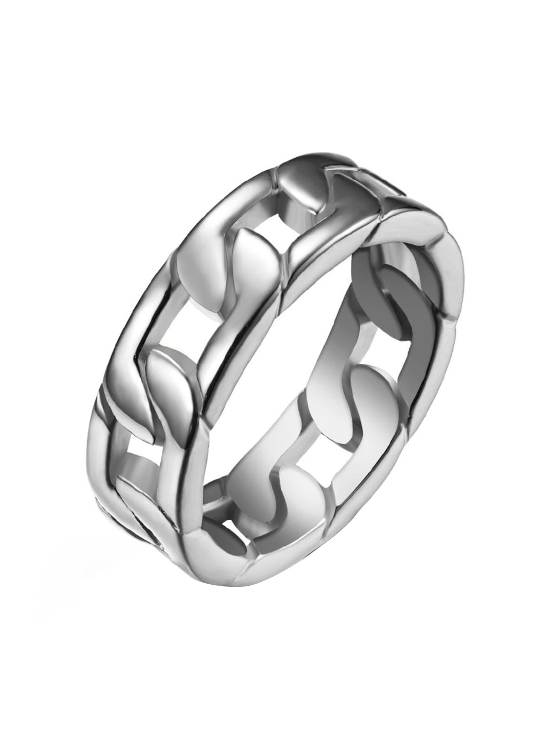 

Drip Project Men 14KT White Gold-plated Cuban Band Ring, Silver