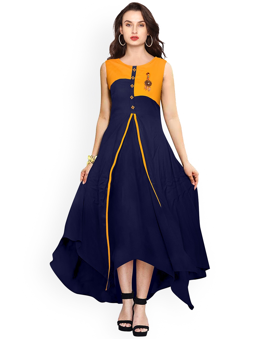 

Sitanjali Colourblocked Sleeveless Anarkali Kurta, Blue