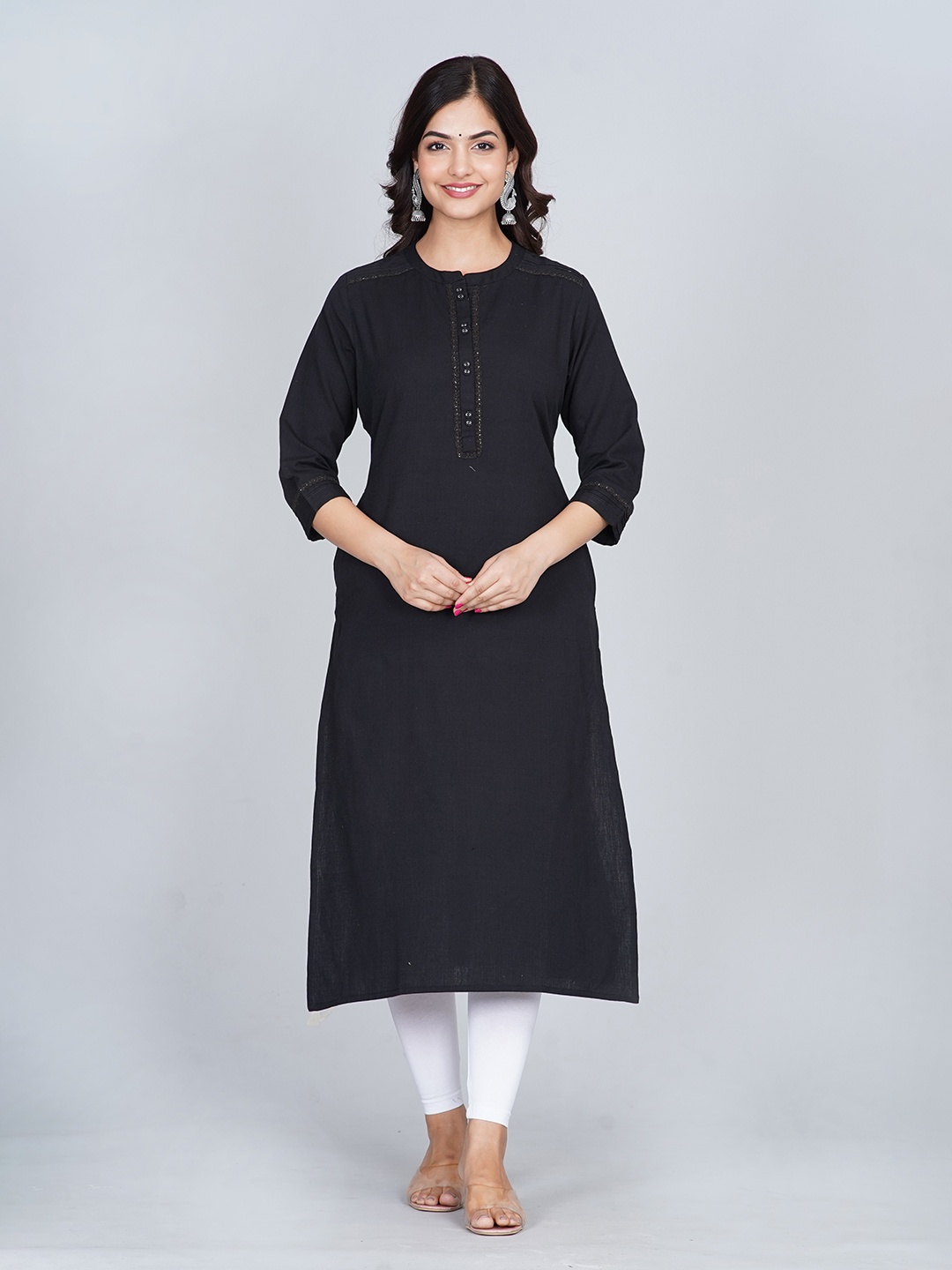 

Neemiya Band Collar Kurta, Black