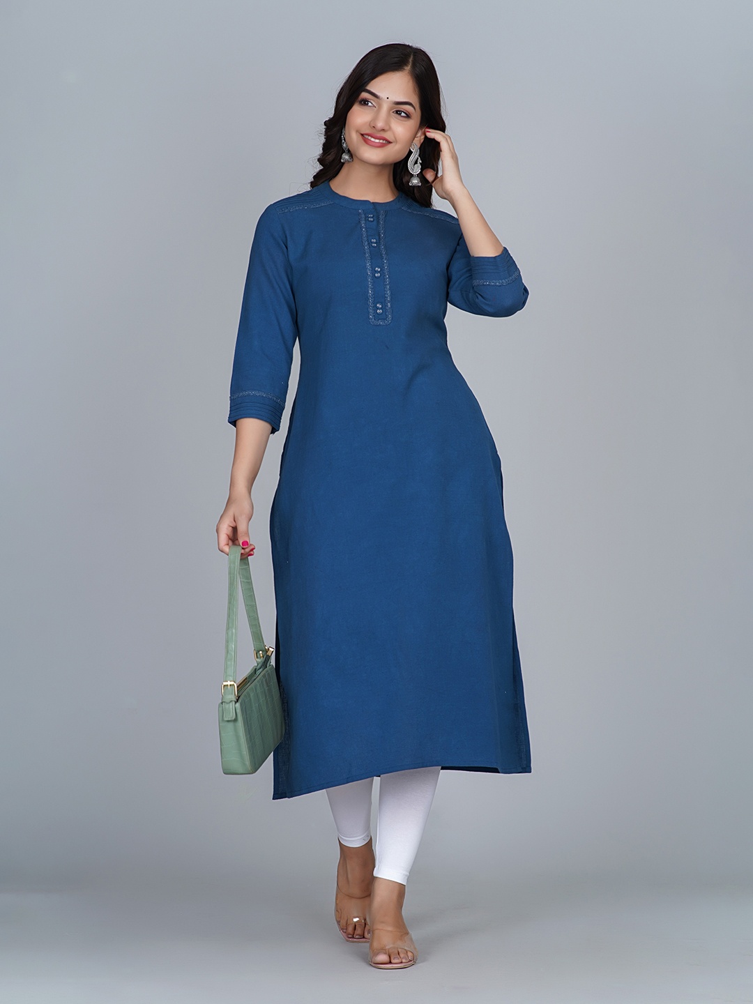 

Neemiya Round Neck Thread Work Pathani Kurta, Blue