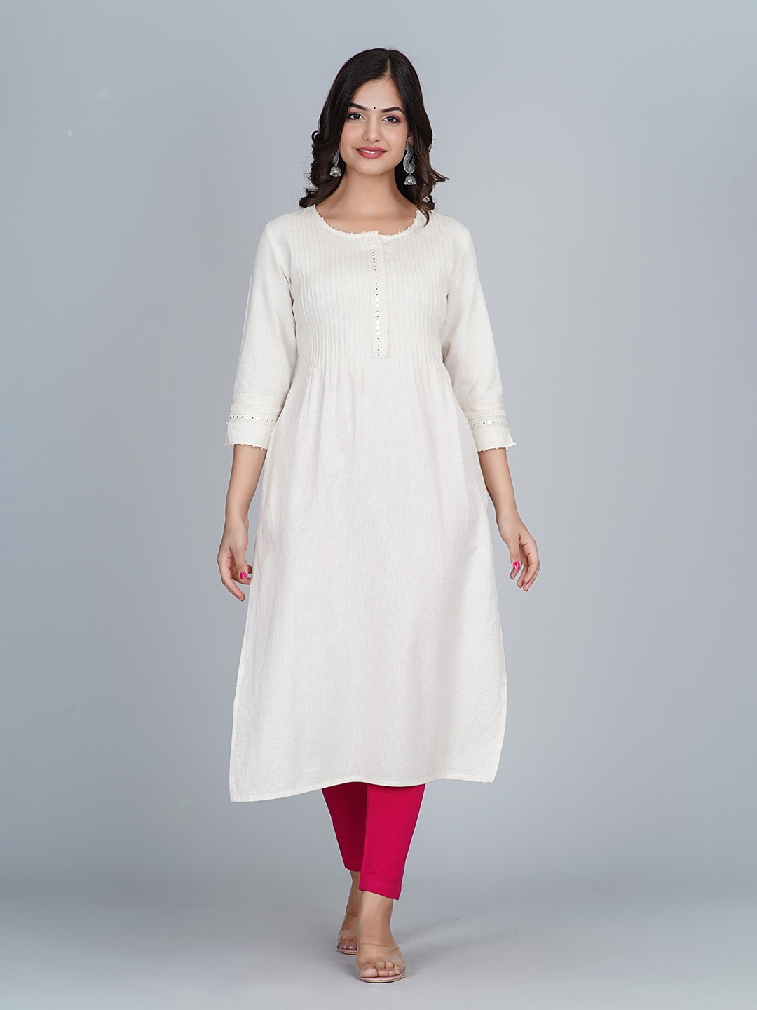 

Neemiya Striped Yoke Design Kurta, Off white