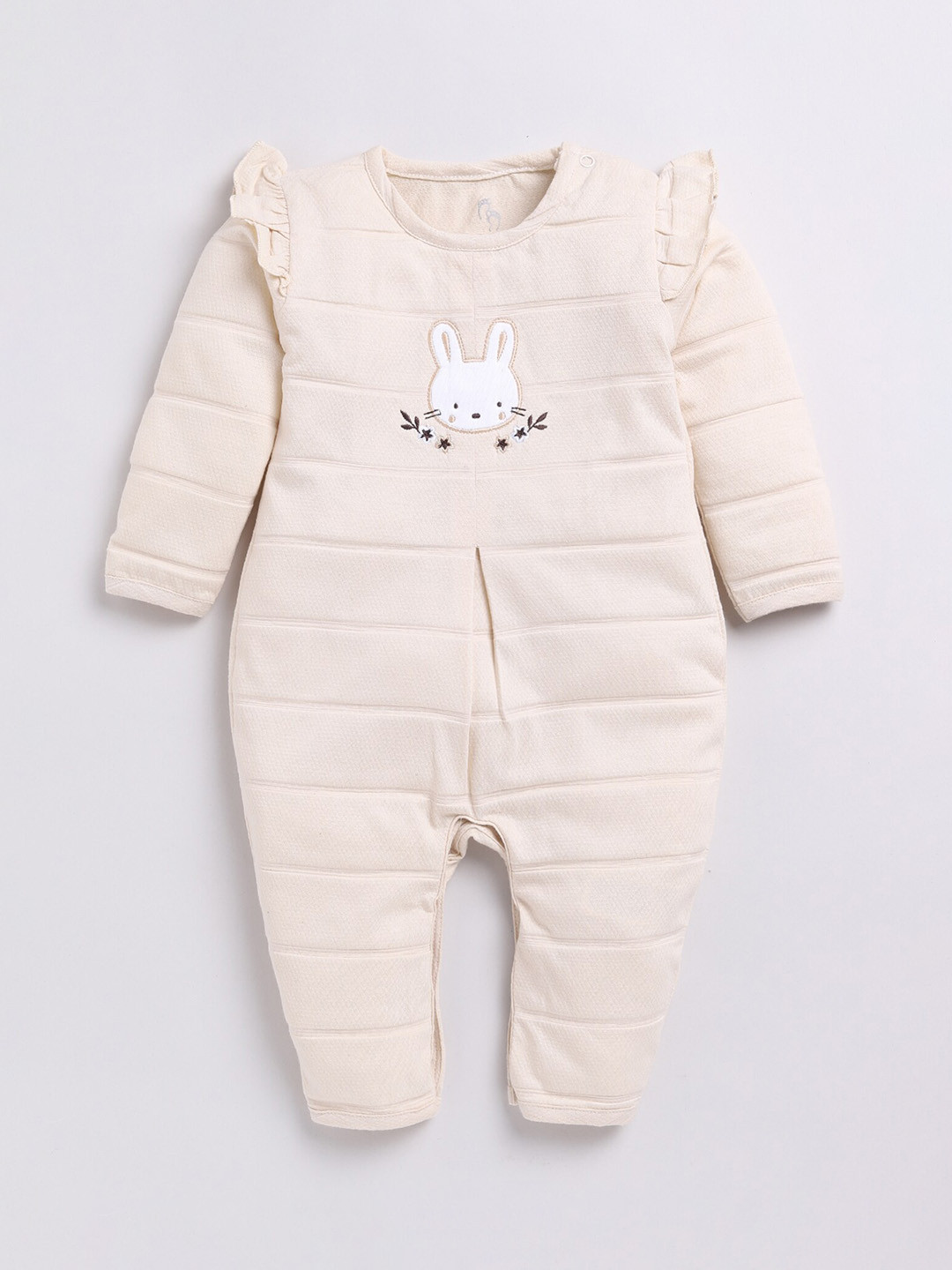 

BABY GO Infant Girls Round Neck Pure Cotton Rompers, Beige