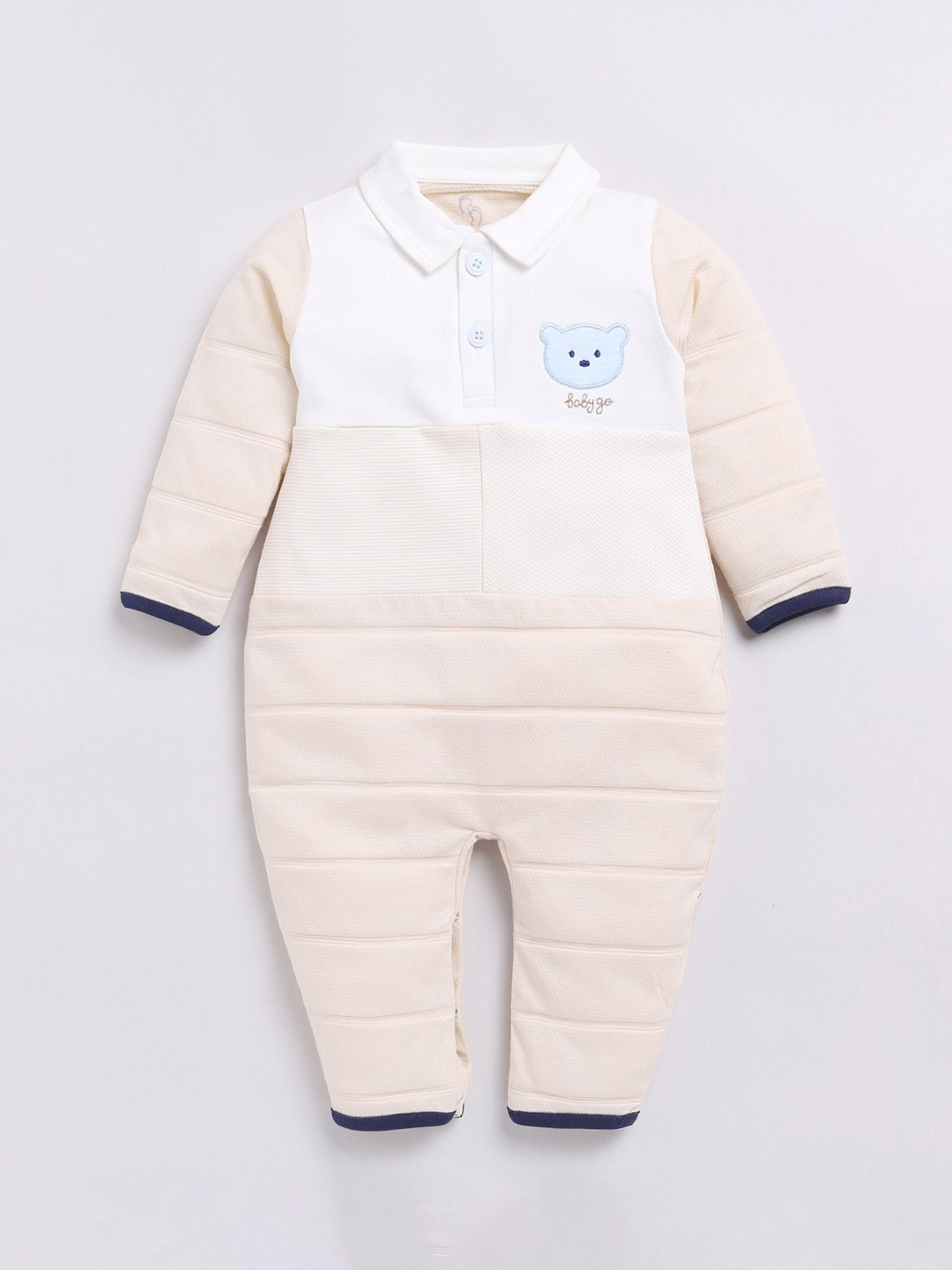 

BABY GO Infant Boys Self-Design Pure Cotton Rompers, Beige