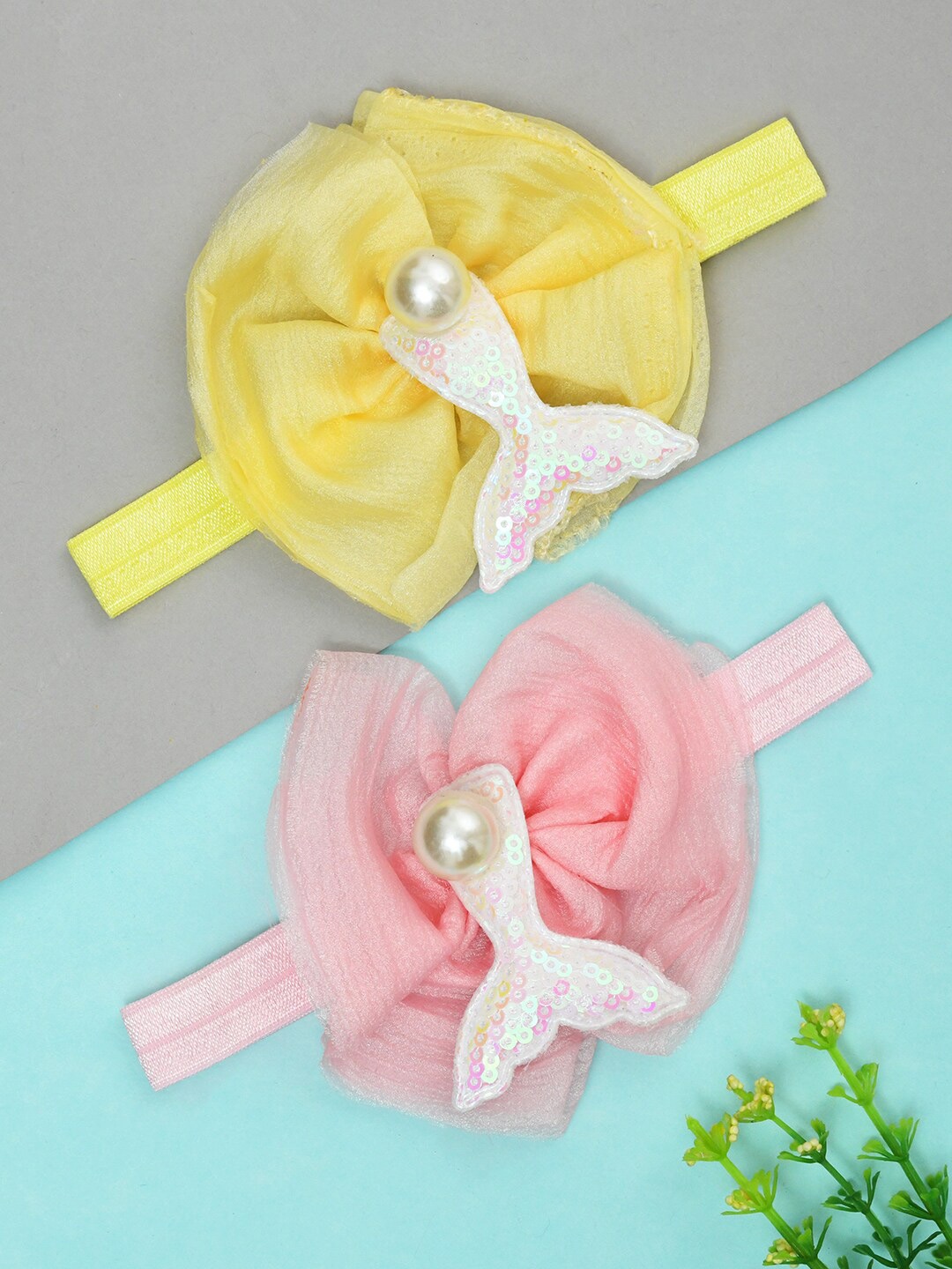 

FUNKRAFTS Girls Set of 2 Bow Hairband, Pink