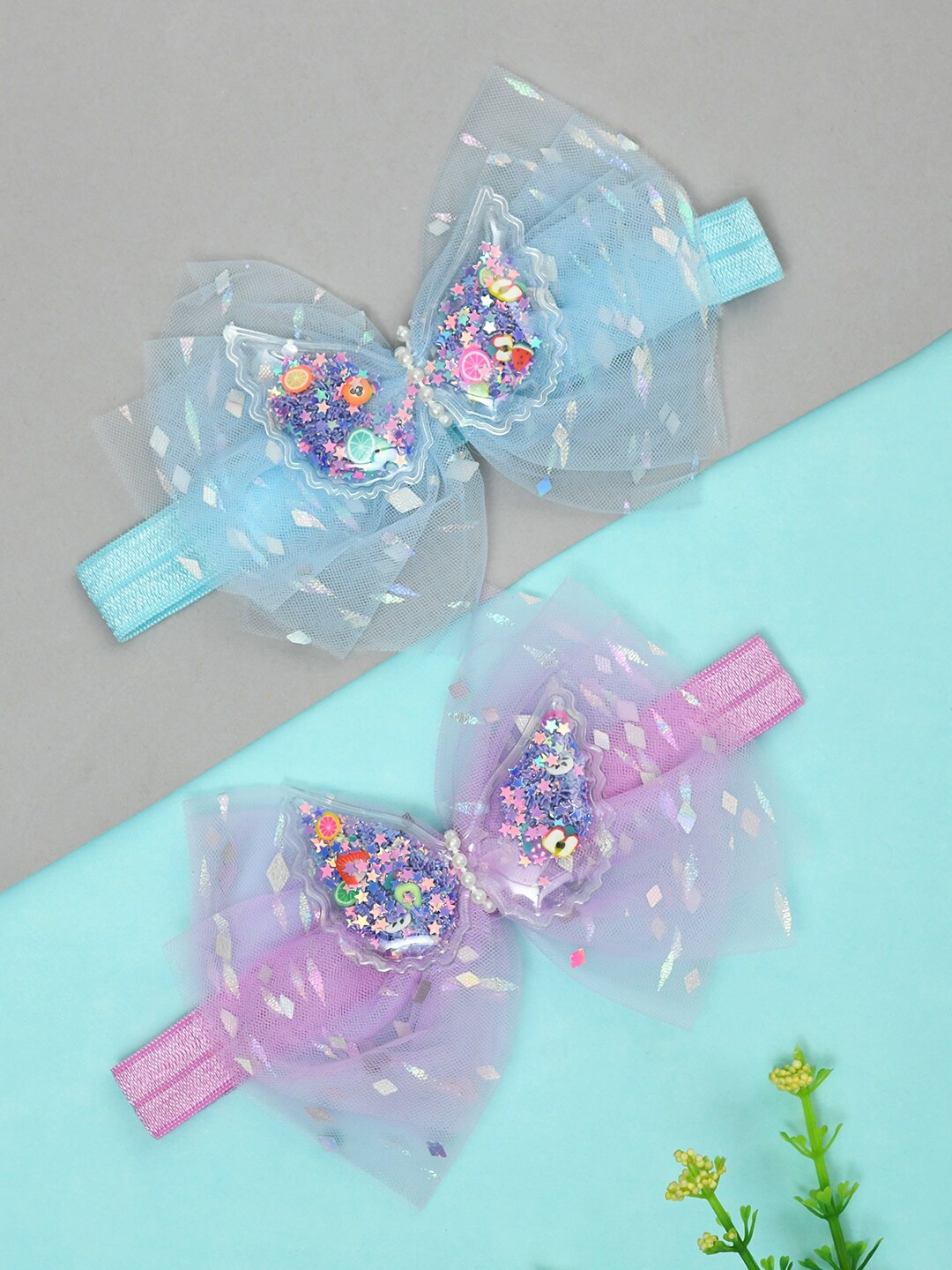 

FUNKRAFTS Girls Set of 2 Bow Hairbands, Blue