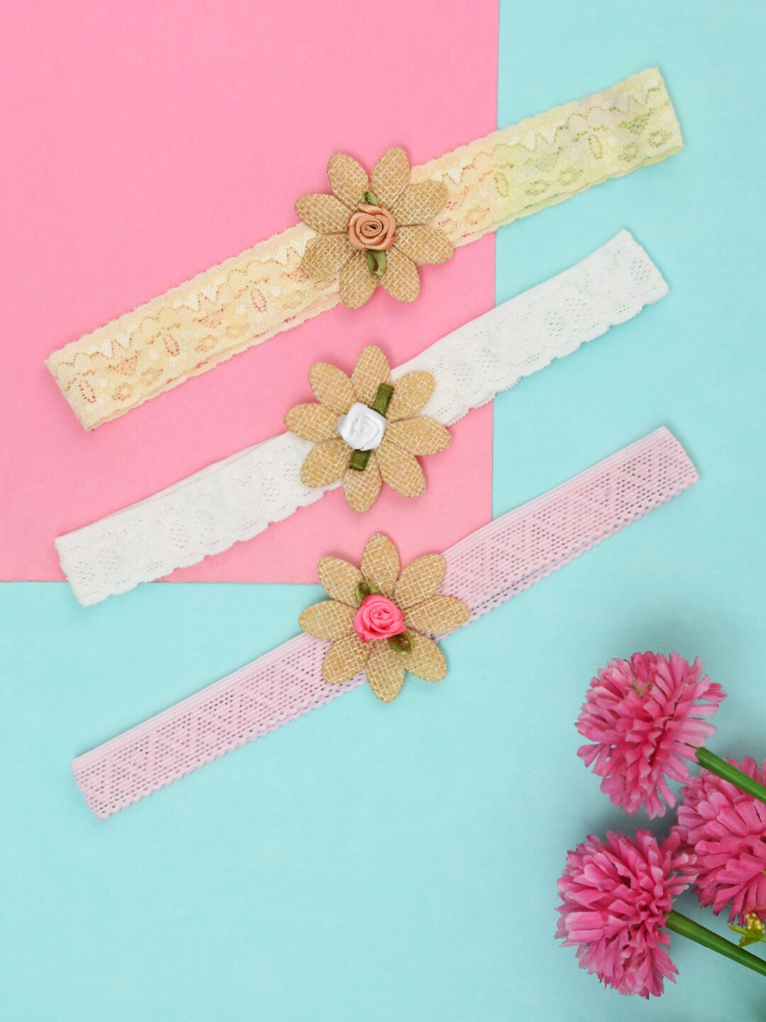 

FUNKRAFTS Girls Set of 3 Hairband, Pink