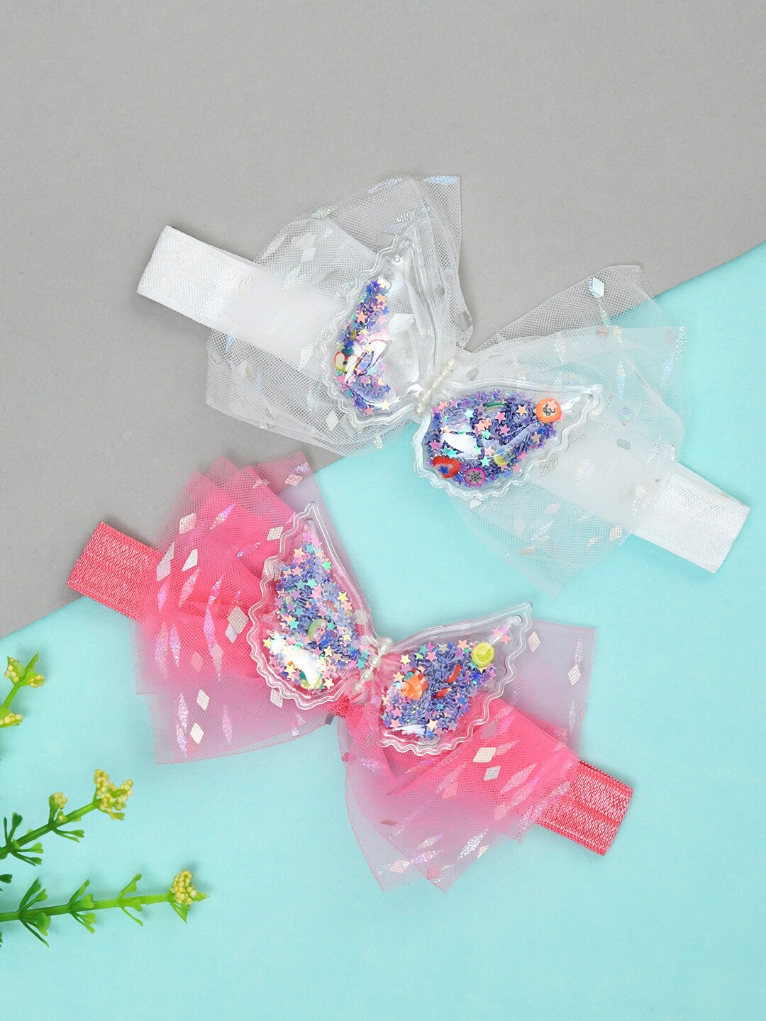 FUNKRAFTS Girls Set of 2 Hairband, White