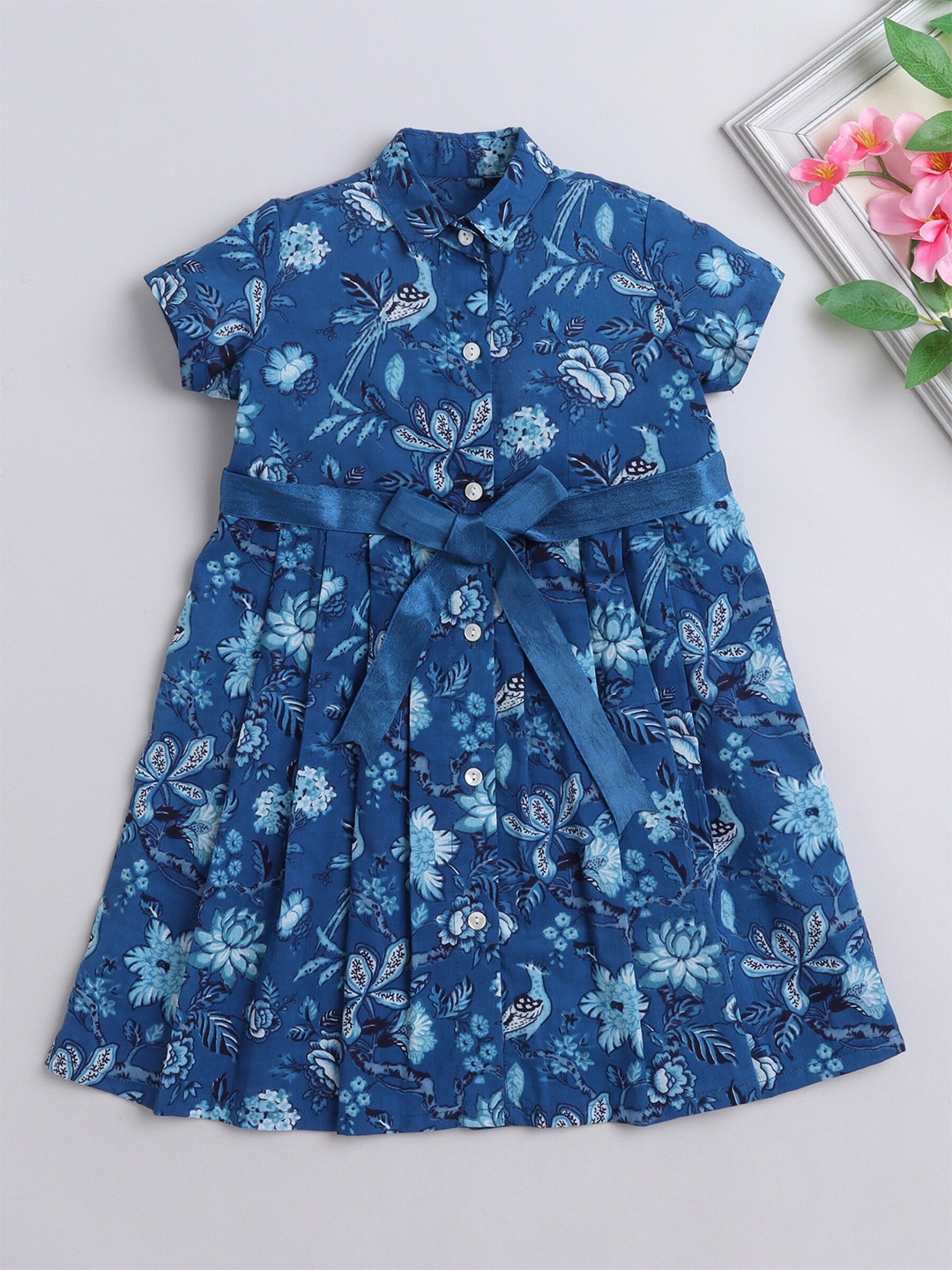 

The Magic Wand Girls Floral Print Fit & Flare Dress, Blue