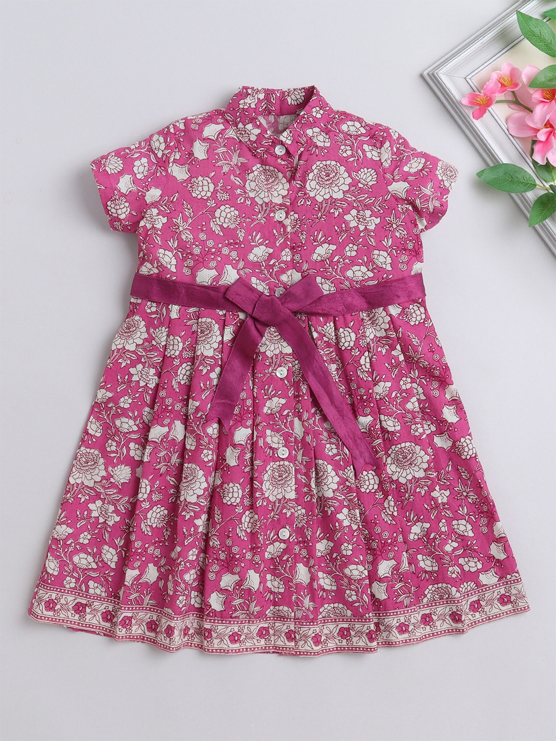 

The Magic Wand Girls Floral Print Fit & Flare Dress, Pink