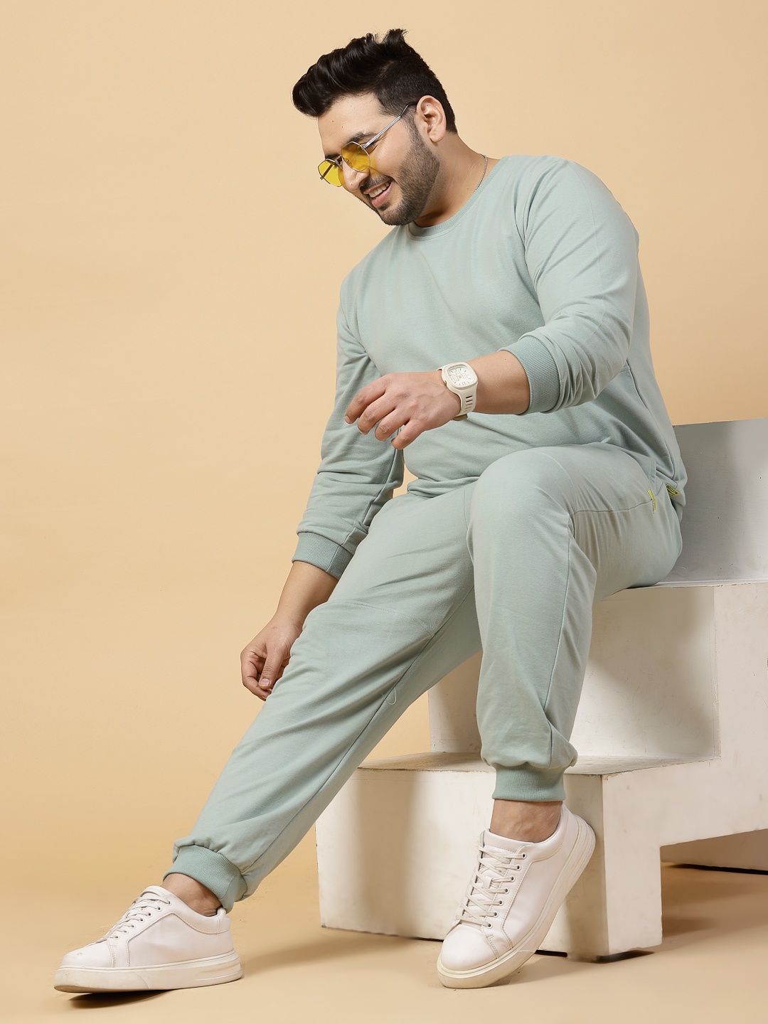 

Rigo Plus Size Terry Cotton Tracksuit, Green