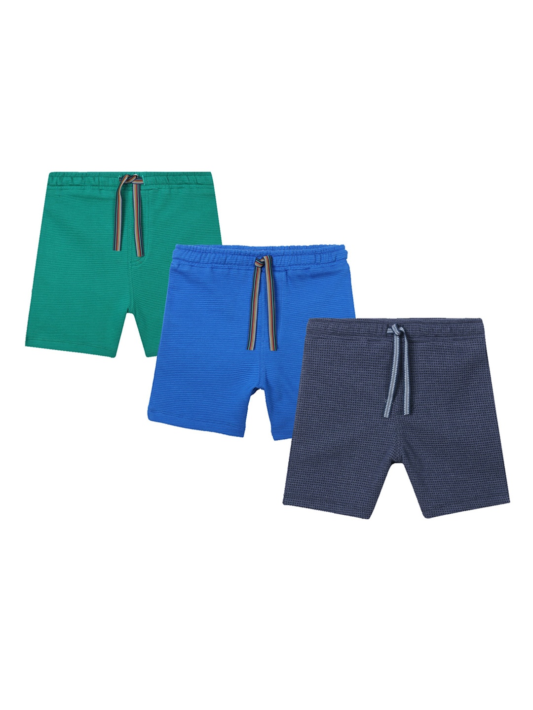 

Anthrilo Boys Pack Of 3 Mid-Rise Lightweight Pure Cotton Shorts, Green