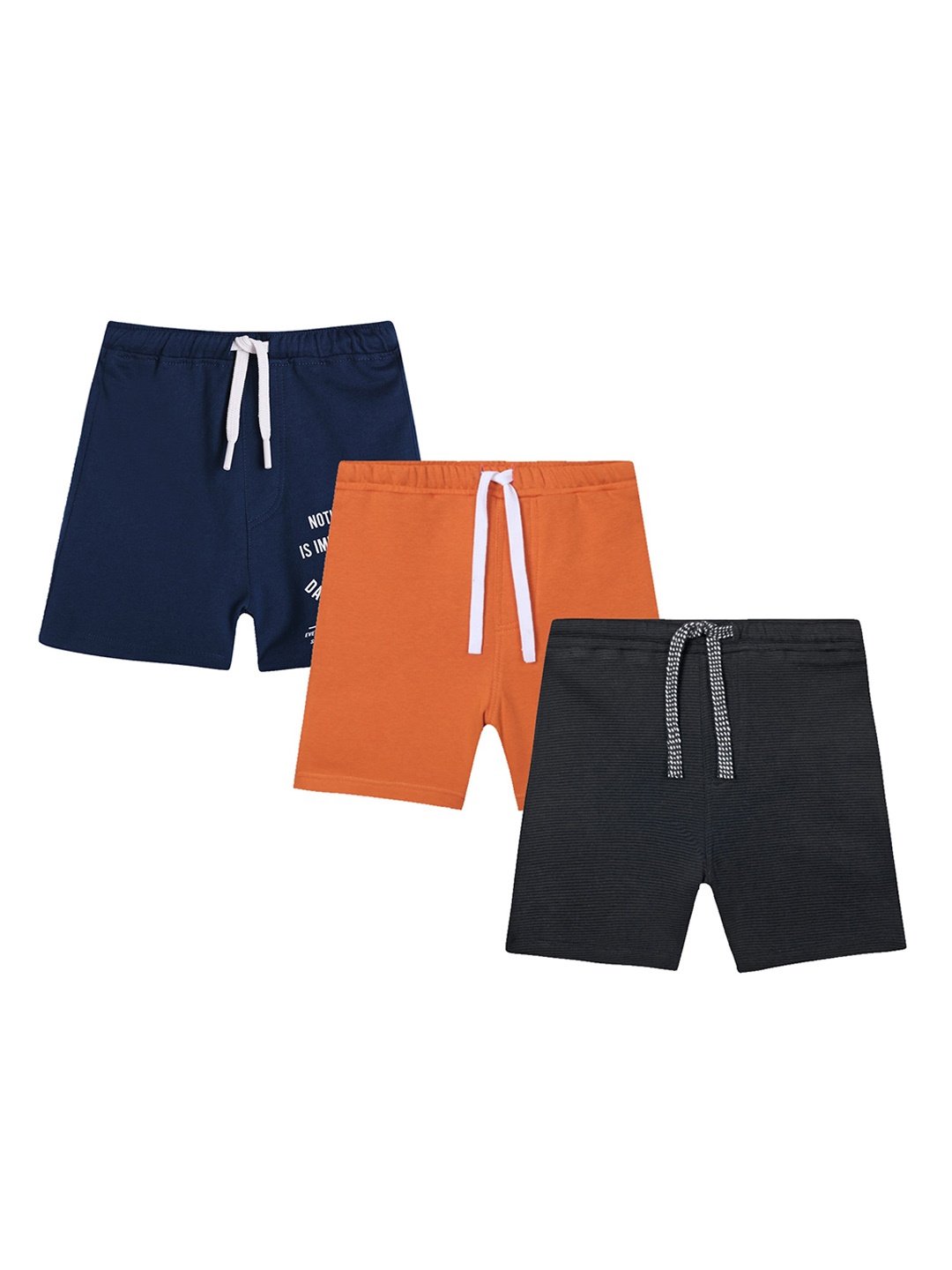 

Anthrilo Boys Pack Of 3 Mid-Rise Lightweight Pure Cotton Shorts, Navy blue